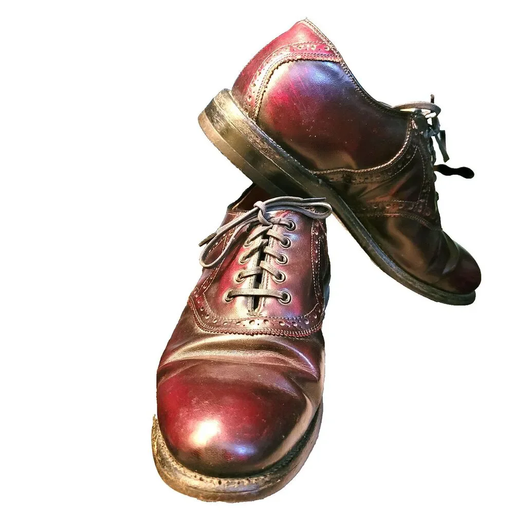 Vintage 60s Oxblood Leather Dress Shoes Unisex Mens 6.5 D Womens 8.5 Oxford